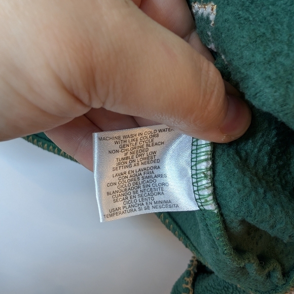 Vintage Floral Embroidered Green Fleece Button Down Cardigan Sweater Jacket L-XL - Picture 6 of 9